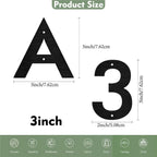 3 Inches Stainless Steel Floating Door Numbers and Metal Letters – Modern Brush Black Metal House and Mailbox Numbers, Sleek House Address Plaques for Home, Apartment, and Garden Decor(Brush) (2）