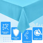 12 Pcs Blue Tablecloth Disposable Winter Gradient Blue Plastic Table Cloth 54'' X 108'' Rectangle Table Cover Waterproof Ocean Tablecloth for Baby Shower Sea Party Birthday Decor