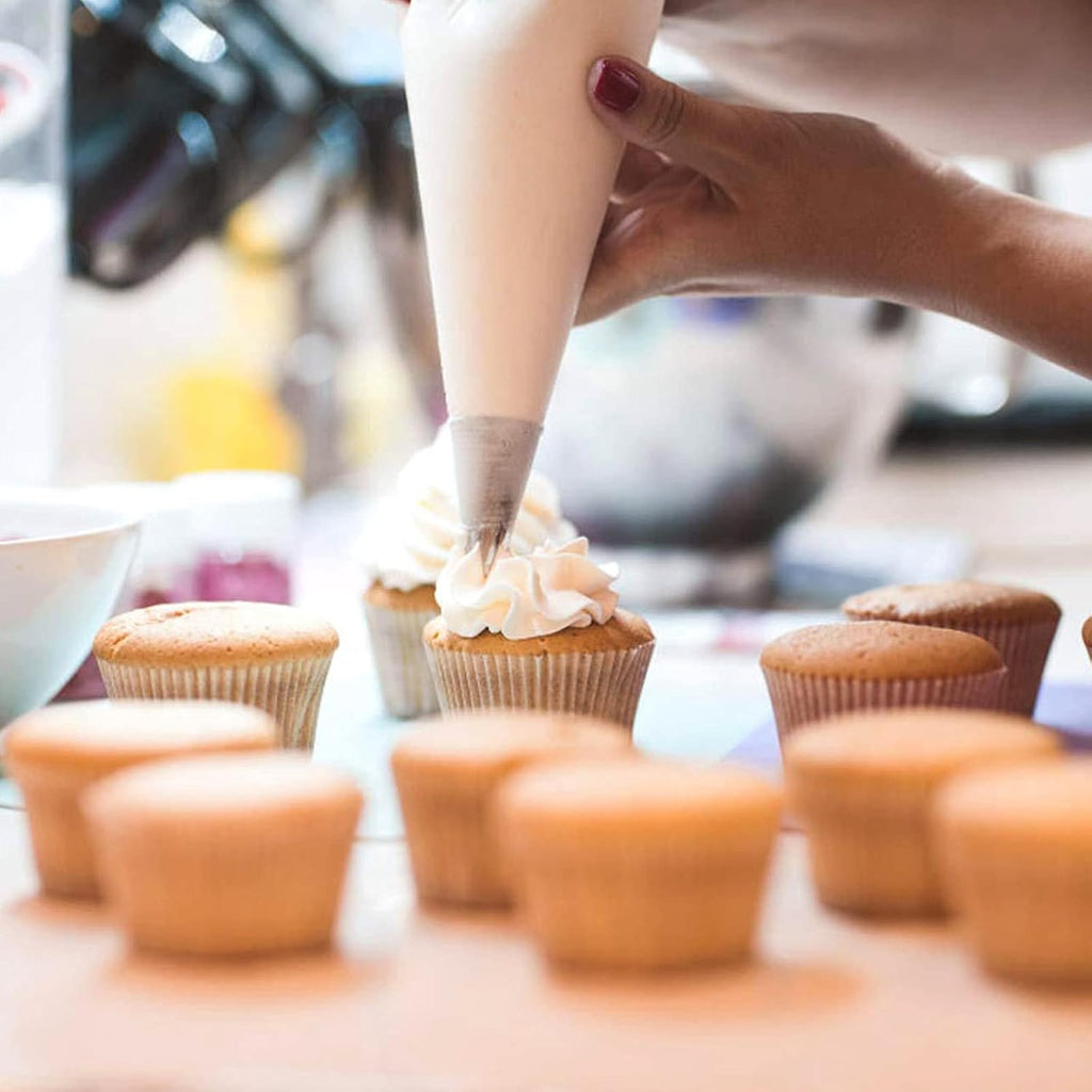 16-Inch Disposable Piping Bags 100 Count- Extra Thick Non-Slip Pastry Bags with Anti-Burst Design for Cake Decorating, Cupcakes, Cookies & Baking Supplies