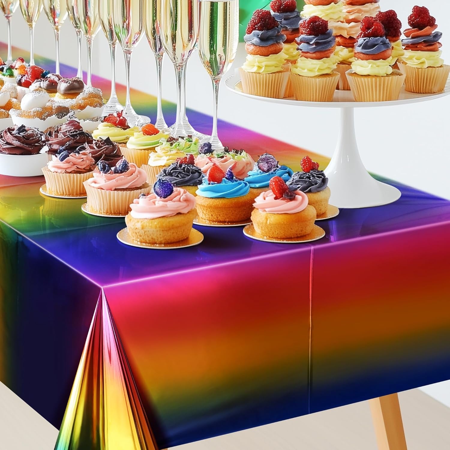 1 Pieces Tie Dye Rainbow Tablecloth, 54 X 72 Inch Plastic Table Cover, Colorful Tie-Dye Design, Disposable Party Decoration for Birthday, Pride, Wedding, Baby Shower, and Festivals