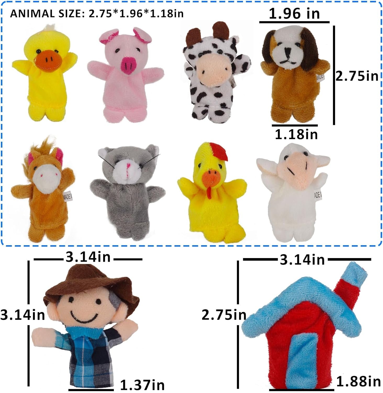 10Pcs Story Time Finger Puppets - Old Macdonald Had a Farm Educational Puppets Easter Basket Stuffers