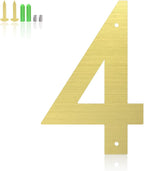 2.5 Inches Stainless Steel Floating Door Numbers and Metal Letters – Modern Gold Metal House and Mailbox Numbers, Sleek House Address Plaques for Home, Apartment, and Garden Decor(Gold) (4）