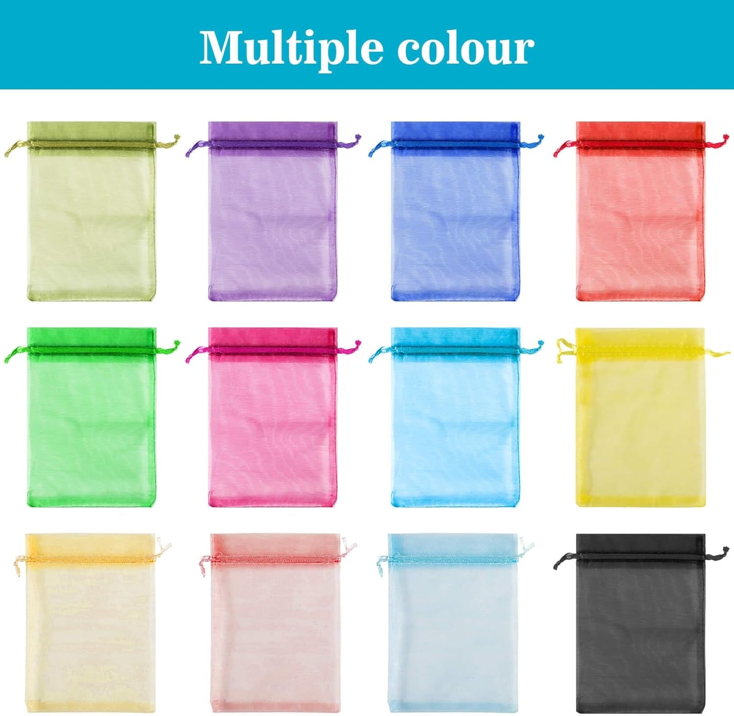 120PCS Organza Bags 4''X6'' - Muticolor Small Sachet Jewelry Gift Favor Bags Drawstring Mesh Bags Gifts Valentines Wedding Eid Mubarak Halloween Eve Christmas New Year Party Candy Fruit Wrap Bulk