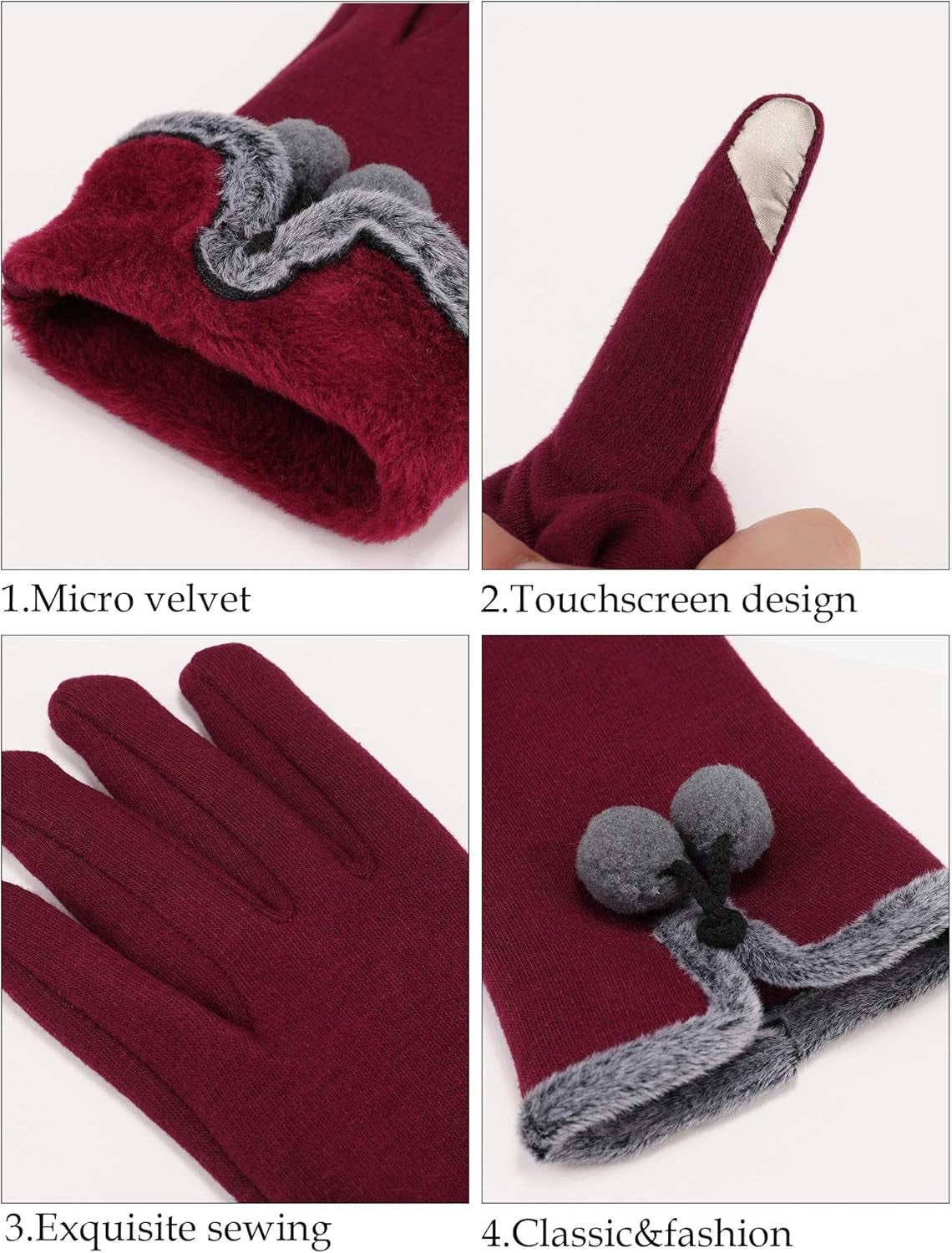 3 Pairs Women'S Winter Warm Gloves Touchscreen Gloves for Winter
