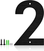 3 Inches Stainless Steel Floating Door Numbers and Metal Letters – Modern Brush Black Metal House and Mailbox Numbers, Sleek House Address Plaques for Home, Apartment, and Garden Decor(Brush) (2）