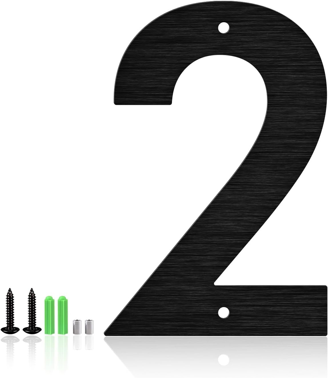 3 Inches Stainless Steel Floating Door Numbers and Metal Letters – Modern Brush Black Metal House and Mailbox Numbers, Sleek House Address Plaques for Home, Apartment, and Garden Decor(Brush) (2）