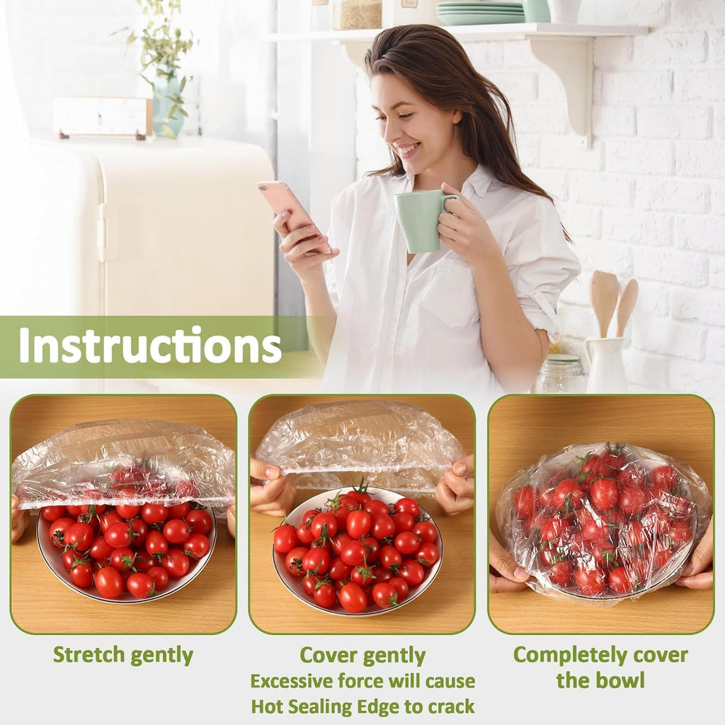 200 Bowl Covers for Bread Proofing - Medium Plastic Wrap Food Sourdough Baking Rising Elastic Reusable Plate Covers Outdoor Food Fresh Keeping Bags Shower Cap Hair Deep Conditioning