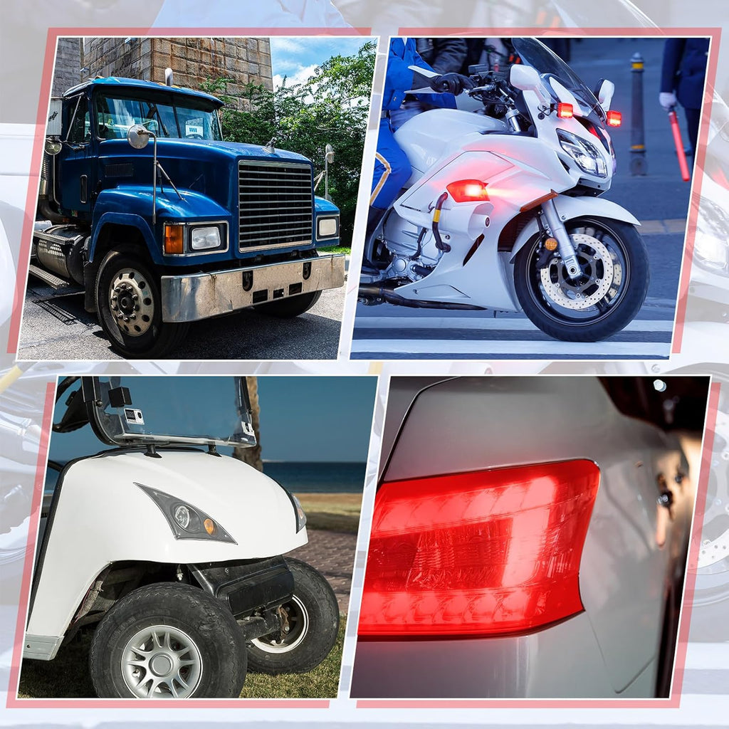 2 Rolls 3.94 Ft X 11.81 Inches Self Adhesive Repair Light Tape Auto Tail Light Tape Fog Lights Tint Tape Headlight Lens Tape (Red, Clear)