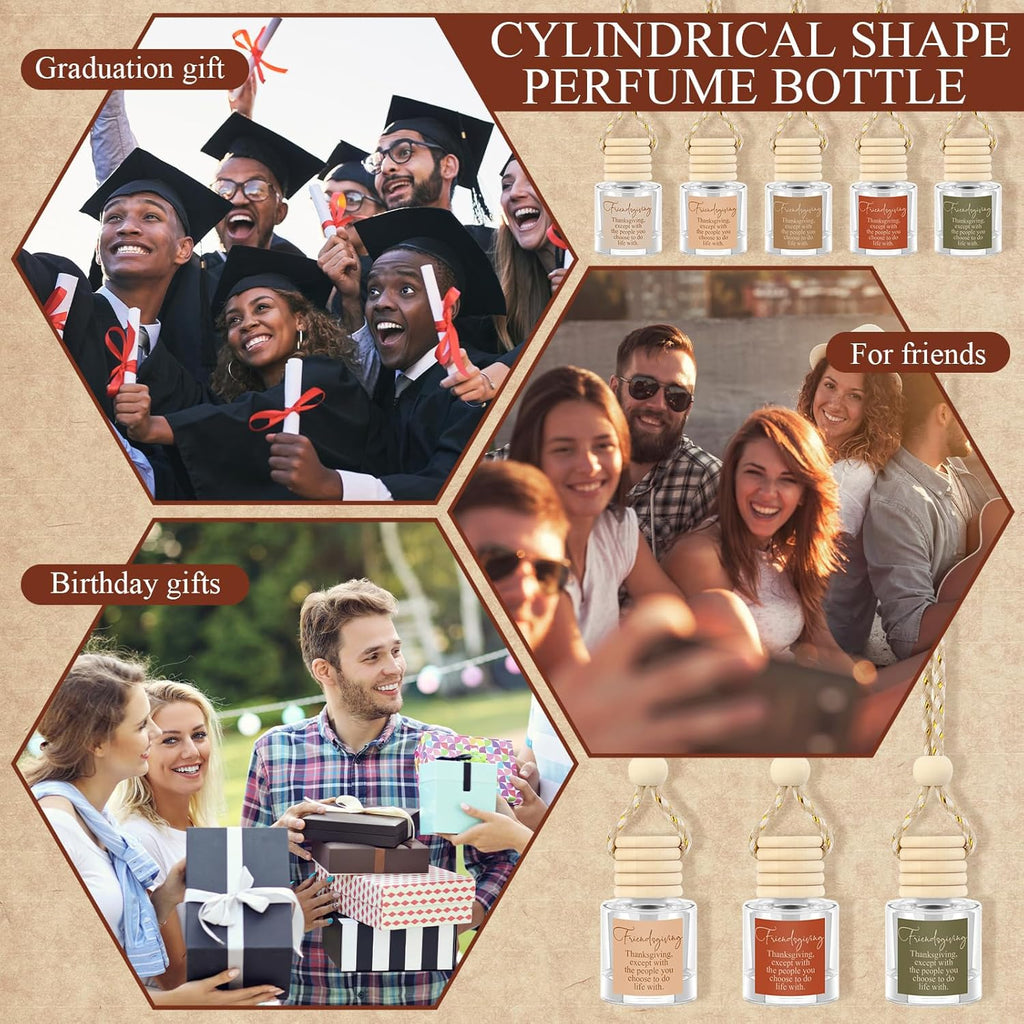 10 Set Friendsgiving Gifts Party Favor Thanksgiving Christmas Hanging Empty Car Air Fresheners Diffuser Bottle 8Ml Bulk for Essential Oil Coworker Office Employee Appreciation Gift