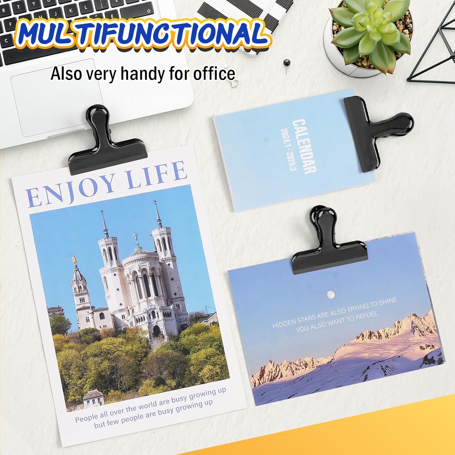 12 Pack Stainless Steel Chip Clips, Bag Clips for Food, Heavy Duty Chip Clip for Kitchen and Office to Seal Coffee Bags, Paper Sheets, Metal Clip Air Tight Seal-3 Inches, Black