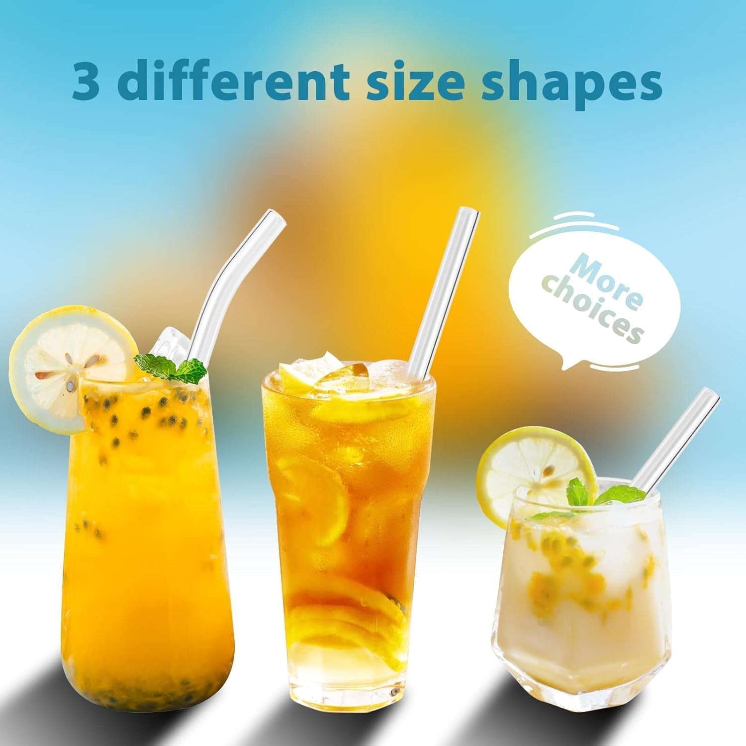 20 Pack Reusable Glass Straws,6 Straight and 4 Bent and 6 Short Glass Straw with 4 Brushes,Perfect for Cocktail, Smoothies, Juice, Milkshakes(8.5''/5.9''×10Mm)