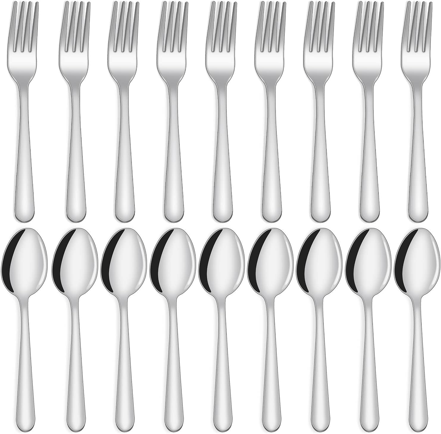 24-Piece Forks and Spoons Silverware Set,  Food Grade Stainless Steel Flatware Cutlery Set for Home, Kitchen and Restaurant, 12 Dinner Forks and 12 Dinner Spoons, Mirror Polished&Dishwasher Safe