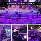 200 LED Purple Solar Christmas Lights, 66 Ft Rope Lights Outdoor Waterproof, PVC Tube Purple Christmas String Lights for Party Tree Fence Christmas