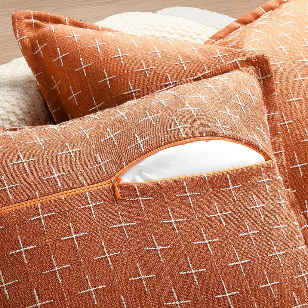 12X20 Pillow Covers Set of 2 Soft Polyester Textured Pillow Covers with Stylish Flange Edge Cozy Farmhouse Throw Pillows for Couch Bed Sofa Living Room