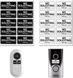 20 Pcs Small No Soliciting Sign for House, 1X0.5 Inches Compatible with Most Doorbells,Weatherproof and Sturdy - No Solicitation Sticker for Front Door, Wall, Window (10 Black and 10 White)