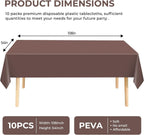 10 Pack Premium Disposable Plastic Tablecloth 54" X 108" Rectangle Table Cover for Birthdays Weddings Christmas Anniversary Buffet Table (Brown)