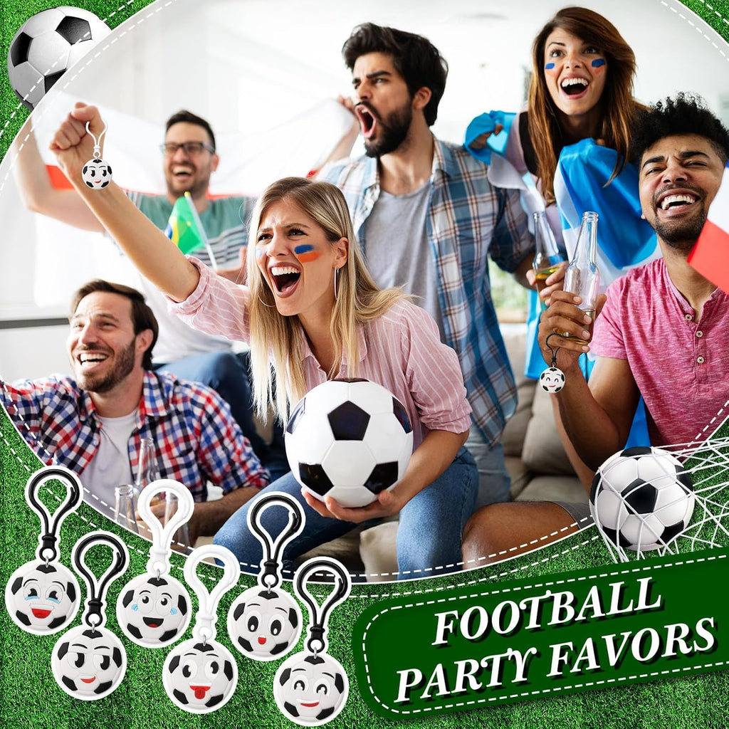 24 Pack Sport Party Favors Sport Ball Keychain Bulk, PVC Mini Soccer Keychains Lightweight Sports Party Back to School Reward Team Gifts Birthday for Sports Lover