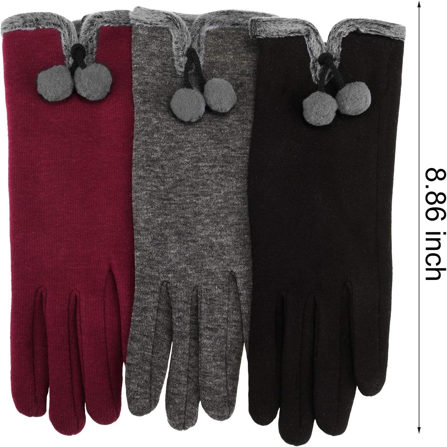 3 Pairs Women'S Winter Warm Gloves Touchscreen Gloves for Winter