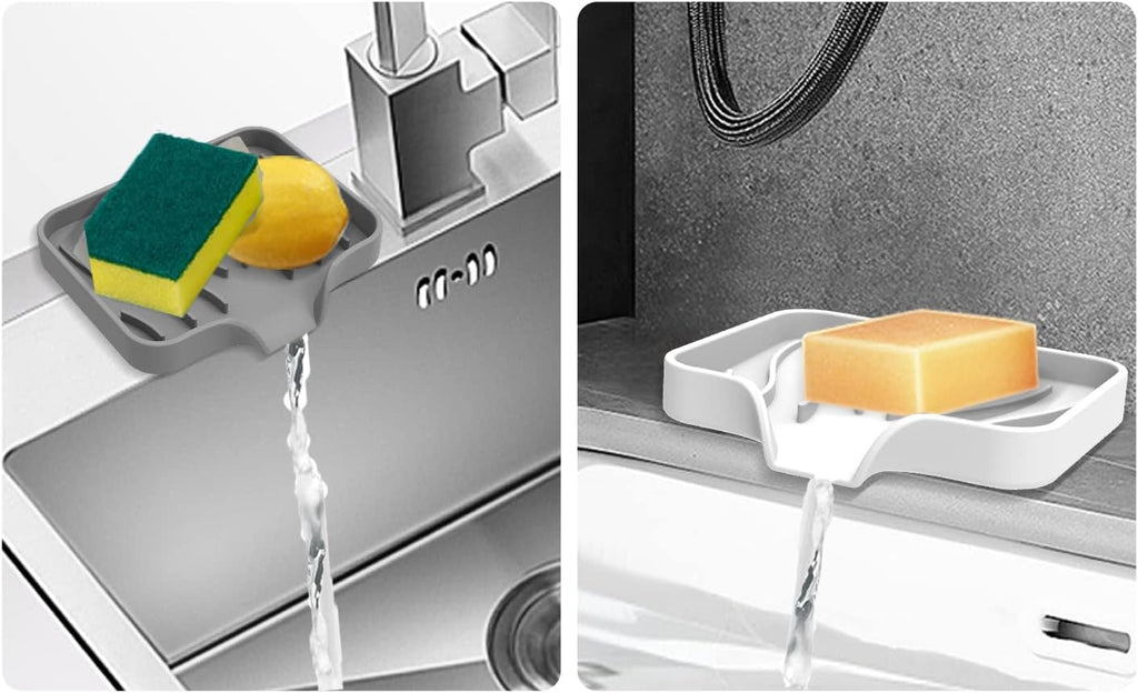3 Pack Bar Soap Holder, Soap Dish for Shower, Easy to Clean, Soft Silicone Soap Holder, Self Draining Waterfall Soap Holder/Tray/Saver for Bathroom, Kitchen, Bathtub, Keep Soap Dry, Extend Soap Life