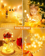 12 Pack LED Fairy Lights Battery Operated, 7Ft 20LED Mini String Lights Waterproof, Silver Wire Firefly Starry Lights Bulk for Mason Jars Crafts Table Centerpieces Party Christmas, Warm White