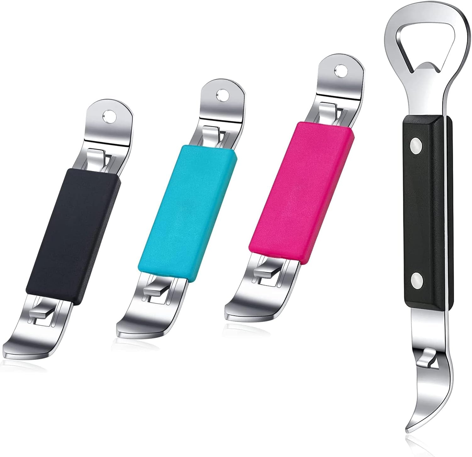 3-Piece Magnetic Bottle Openers - Stainless Steel Can Opener & Bottle Opener with Magnet & Can Punch, Compact & Convenient for Camping or Traveling