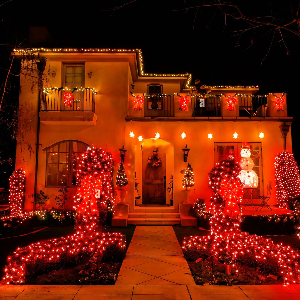 200 LED Red Christmas Net Lights, 9.8Ft X 6.6Ft Connectable Christmas Bush Lights with Remote, 8 Modes Plug in Net Light Outdoor Mesh Light Waterproof for Tree, Yard, Fence Decoration