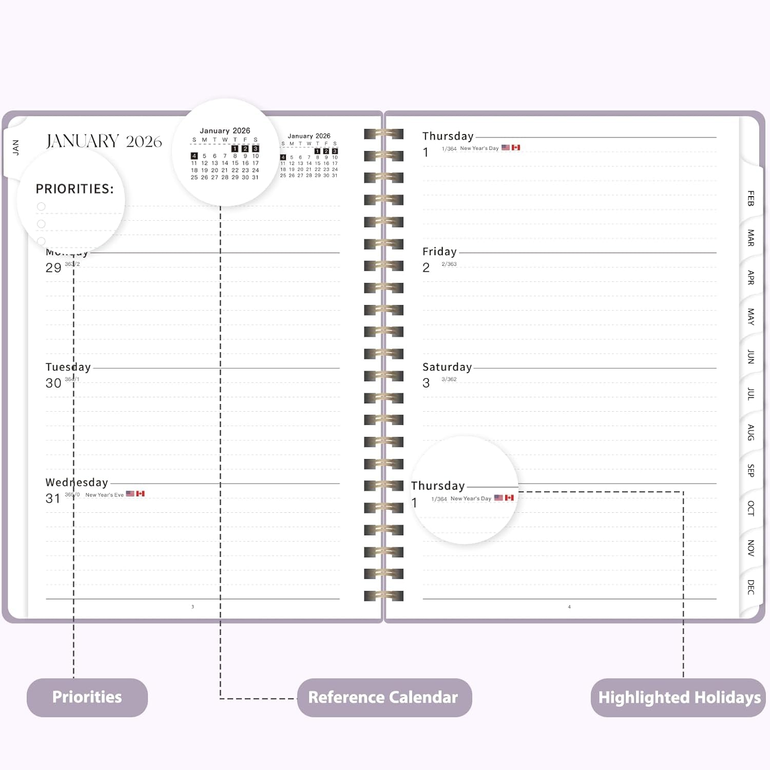 2026 Planner, Weekly and Monthly Calendar Agenda Book, Jan 2026 - Dec 2026, Hardcover Planning Academic Planner for Office School Supplies and Desk Accessories - A5 (6.3'' X 8.5'')