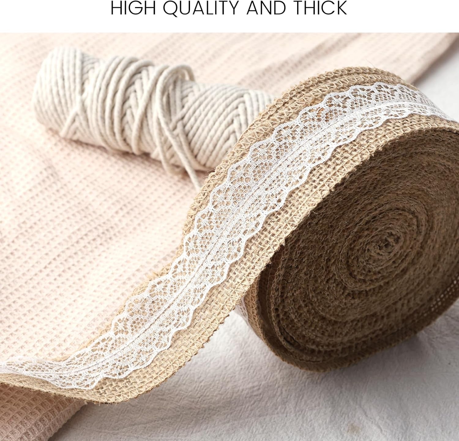 11Yard Jute-Burlap Ribbon Roll, Rustic Brown Natural Lace Trim for Gift Wrapping, Wreath Making, DIY Crafts & Farmhouse Home Decor