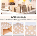 24 Pack Kraft Paper Bags with Stickers, 4 Styles Party Favor Bags for Christmas, Weddings, Birthdays, Retail, Lunch Treats