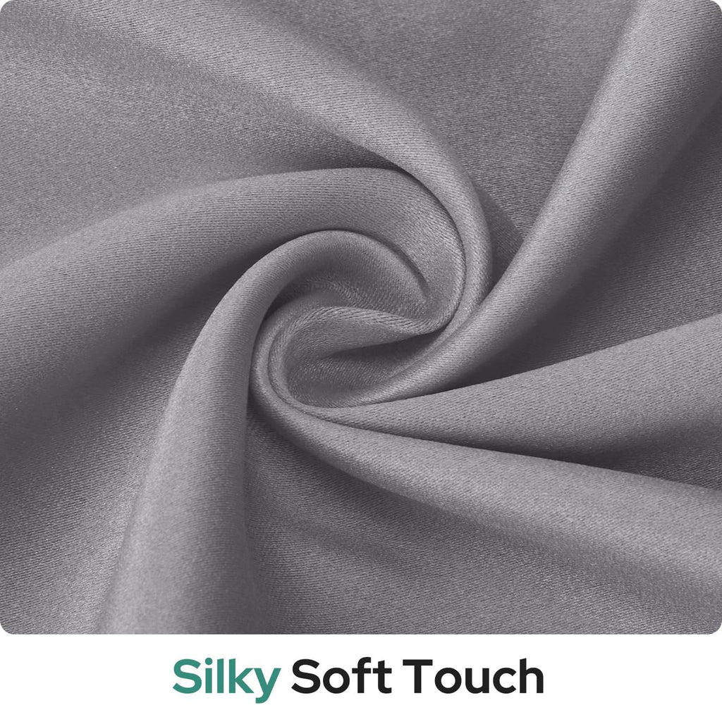 100% Blackout French Door Curtains, Privacy Door Curtains for Window, 26 X 40 Inch Room Darkening Blinds, Thermal Insulated Window Shades for Bedroom, 1 Panel, Light Grey