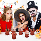 24 Pack Halloween Flowerpot Dessert Cup with Lids and Shovel Spoon Bottom Tray Halloween Cake Decoration Mold Small Flowerpot Cups Dessert Ice Cream Holder for Party DIY Supplies(Pumkin)