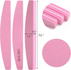 20 Pack Nail Buffers 100/180 Grit Washable Double Sided Nail Sanding Block File for Acrylic Natural Gel Nails, Pink
