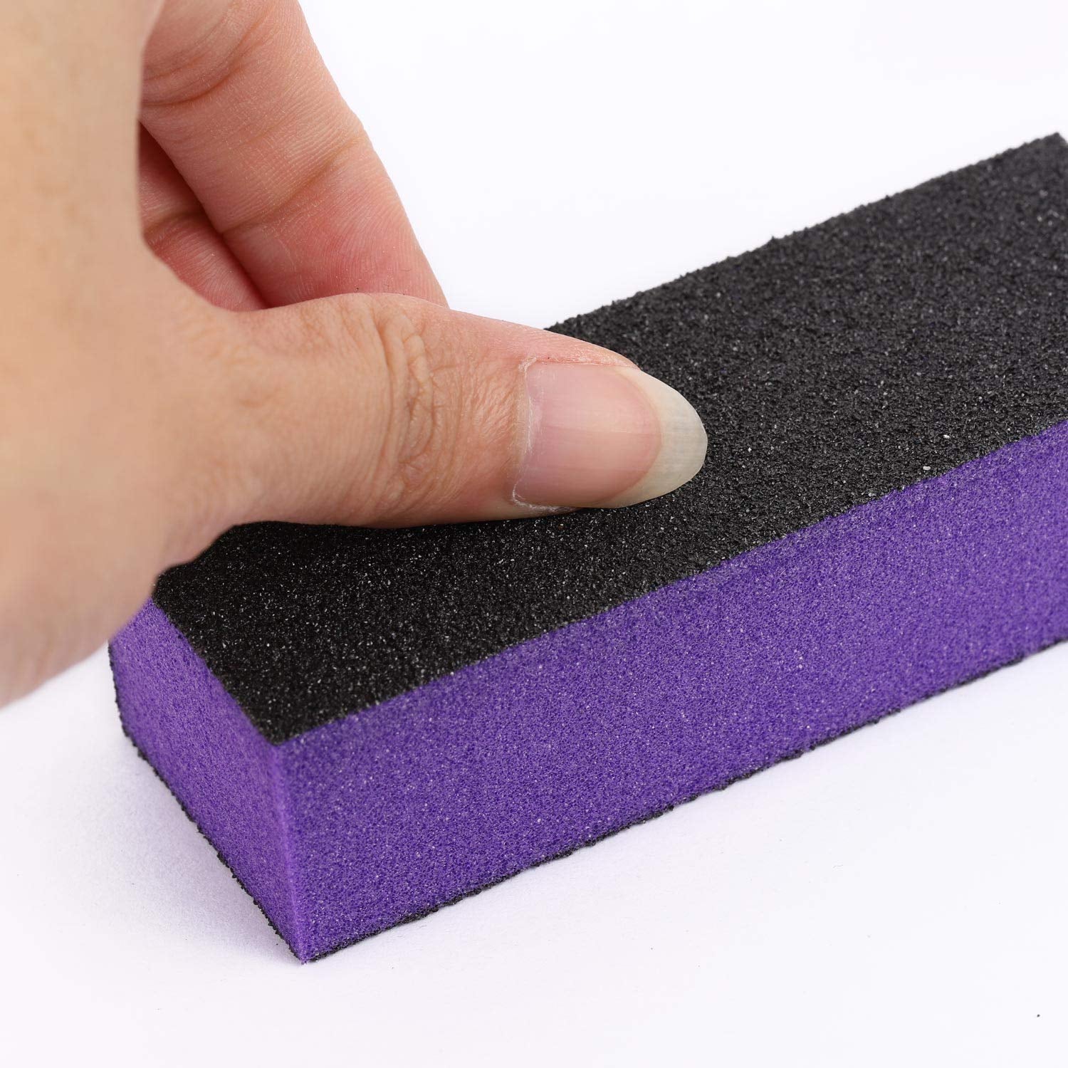20 Pcs Nail Buffer Block Sponge Sanding Buffing File 80/120 Grit 3 Sides Nail Files for Manicure Nail Tools (Purple Black)