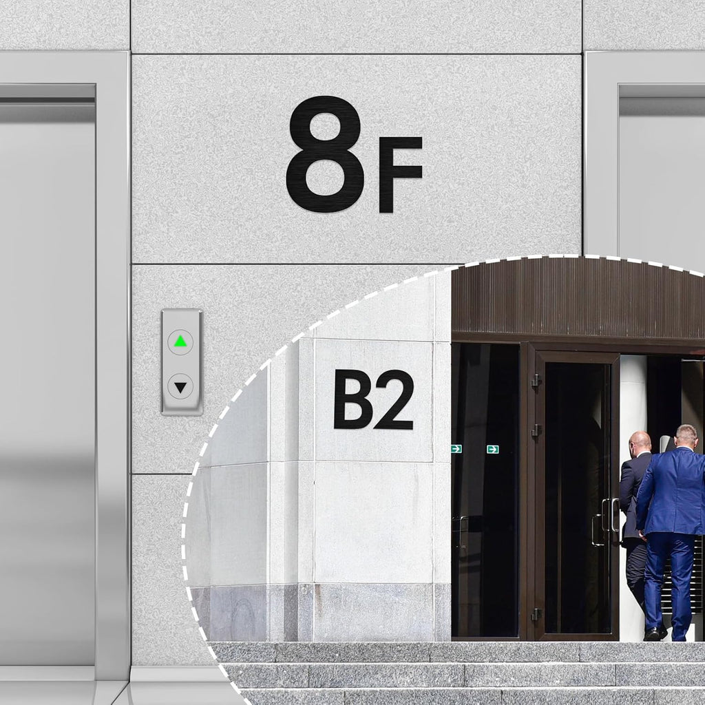 3 Inches Stainless Steel Floating Door Numbers and Metal Letters – Modern Brush Black Metal House and Mailbox Numbers, Sleek House Address Plaques for Home, Apartment, and Garden Decor(Brush) (2）