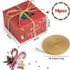 14PCS Small Christmas Cookie Boxes, 4"X 4"X 2.5" Christmas Bakery Boxes with Window, Single Cupcake Carrier with Window Insert Pastry Containers Muffins for Bakery Supplies