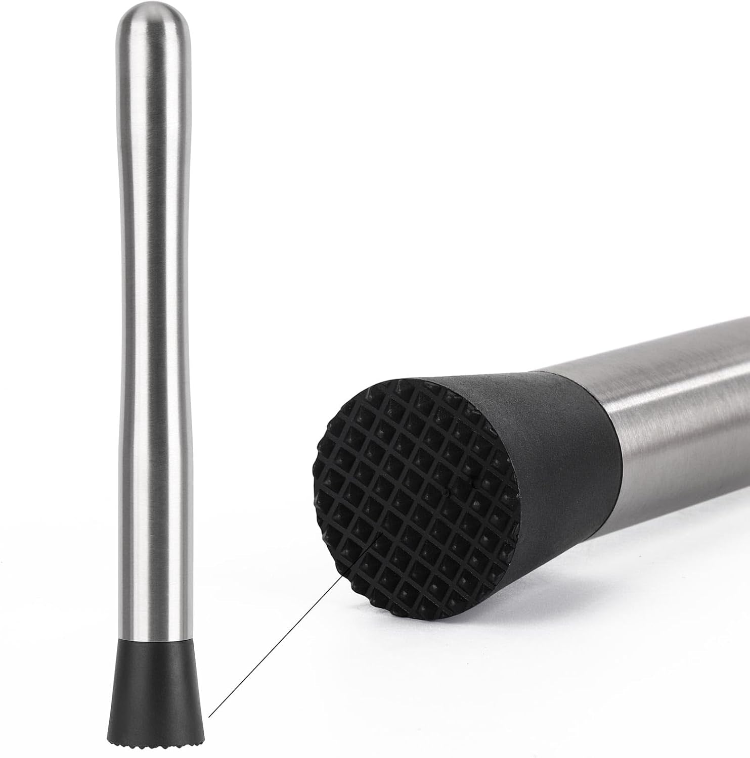 10" & 8" Cocktail Muddlers, Stainless Steel Muddler with 3 Pcs 10 Inch Mixing Spoon for Lemonade Mojitos Fruit Drinks