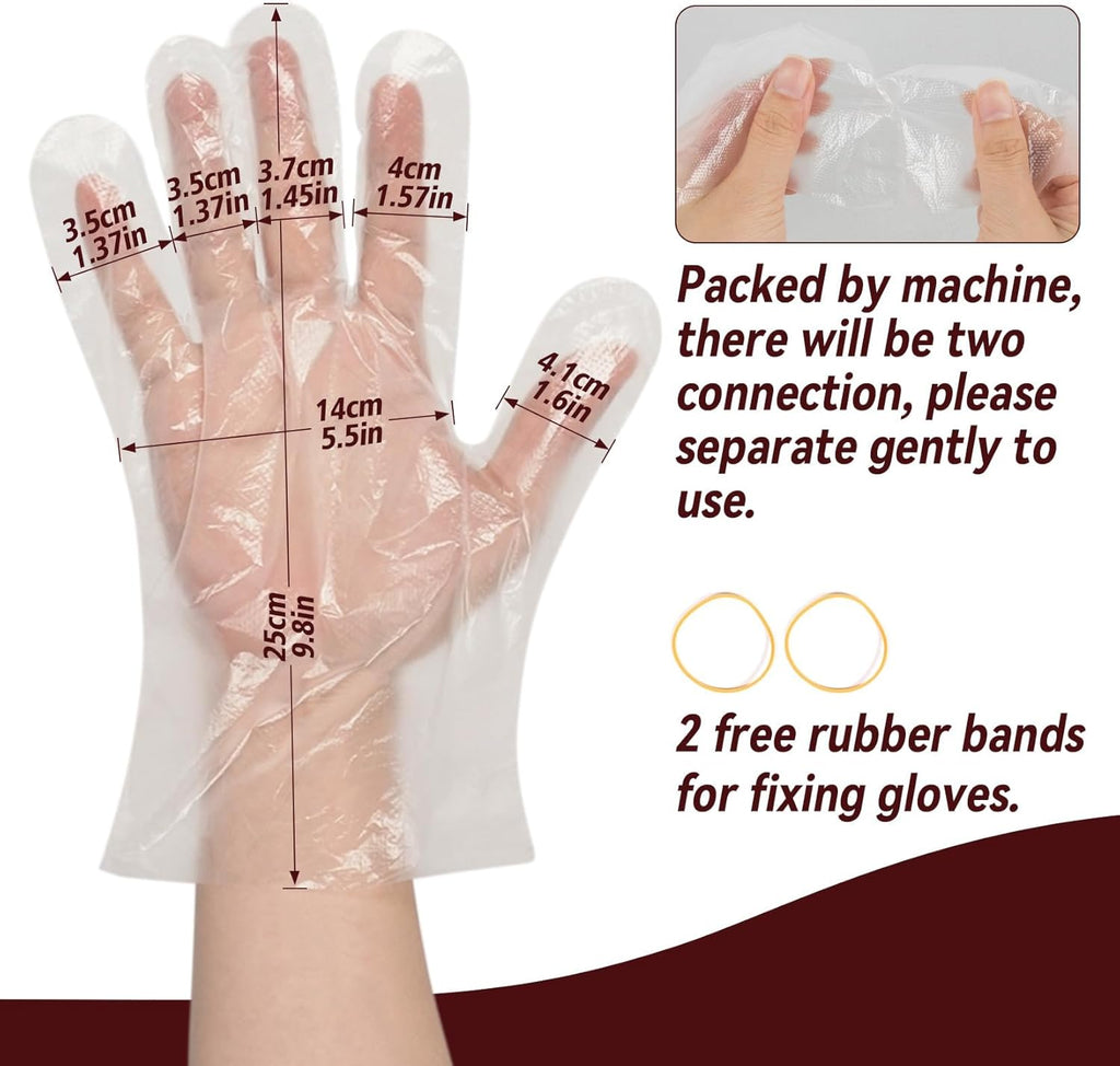 100Pcs(50Paris) Plastic Gloves Disposable - Plastic Food Safe Handling Food Prep Service Gloves Clear Food Handler Cooking Serving Kitchen Restaurant Hair Dye Individual Packaged