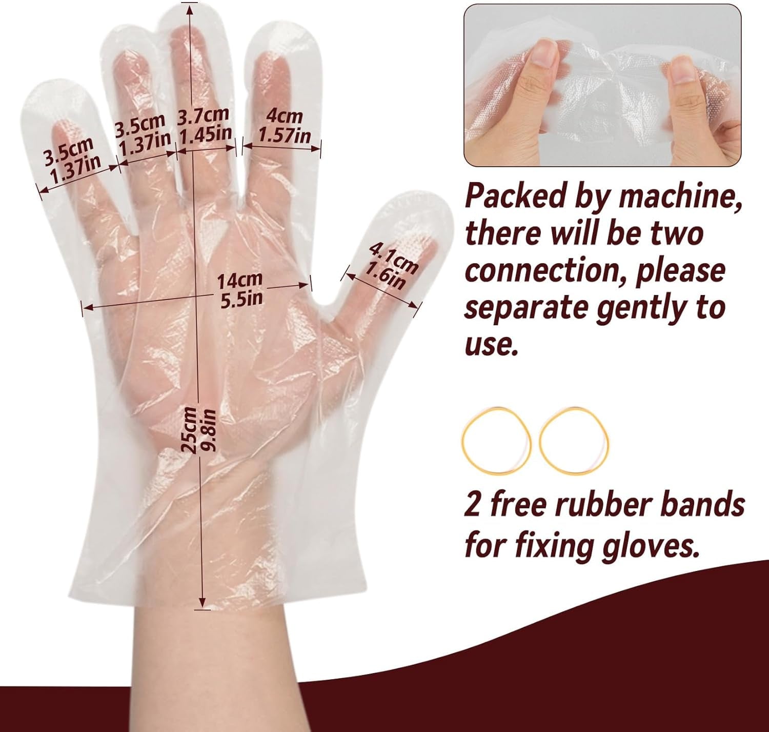 100Pcs(50Paris) Plastic Gloves Disposable - Plastic Food Safe Handling Food Prep Service Gloves Clear Food Handler Cooking Serving Kitchen Restaurant Hair Dye Individual Packaged