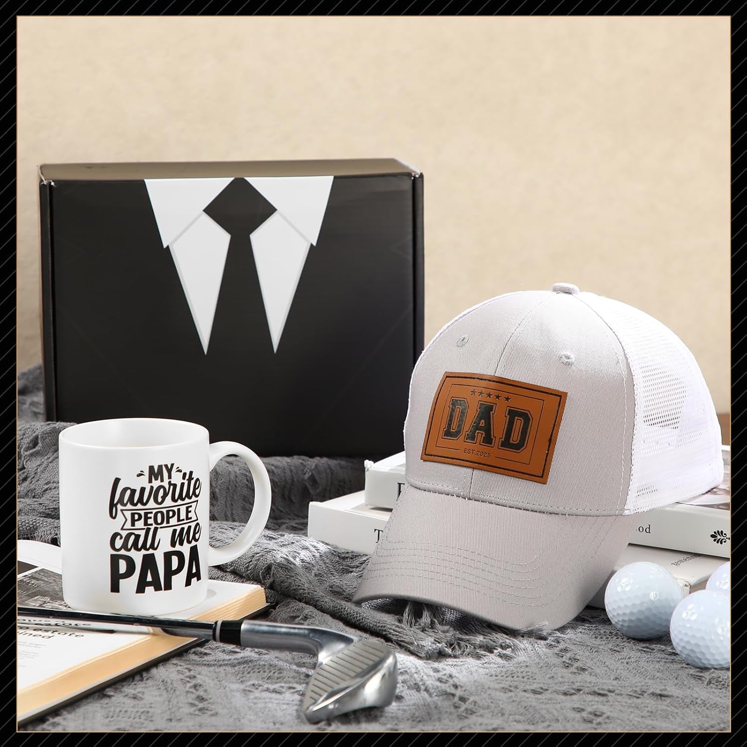 3 Pcs Xmas Gifts for Dad from Daughter, Dad Trucker Hat 11Oz Funny Coffee Mug and Gift Box for Thanksgiving Christmas Birthday