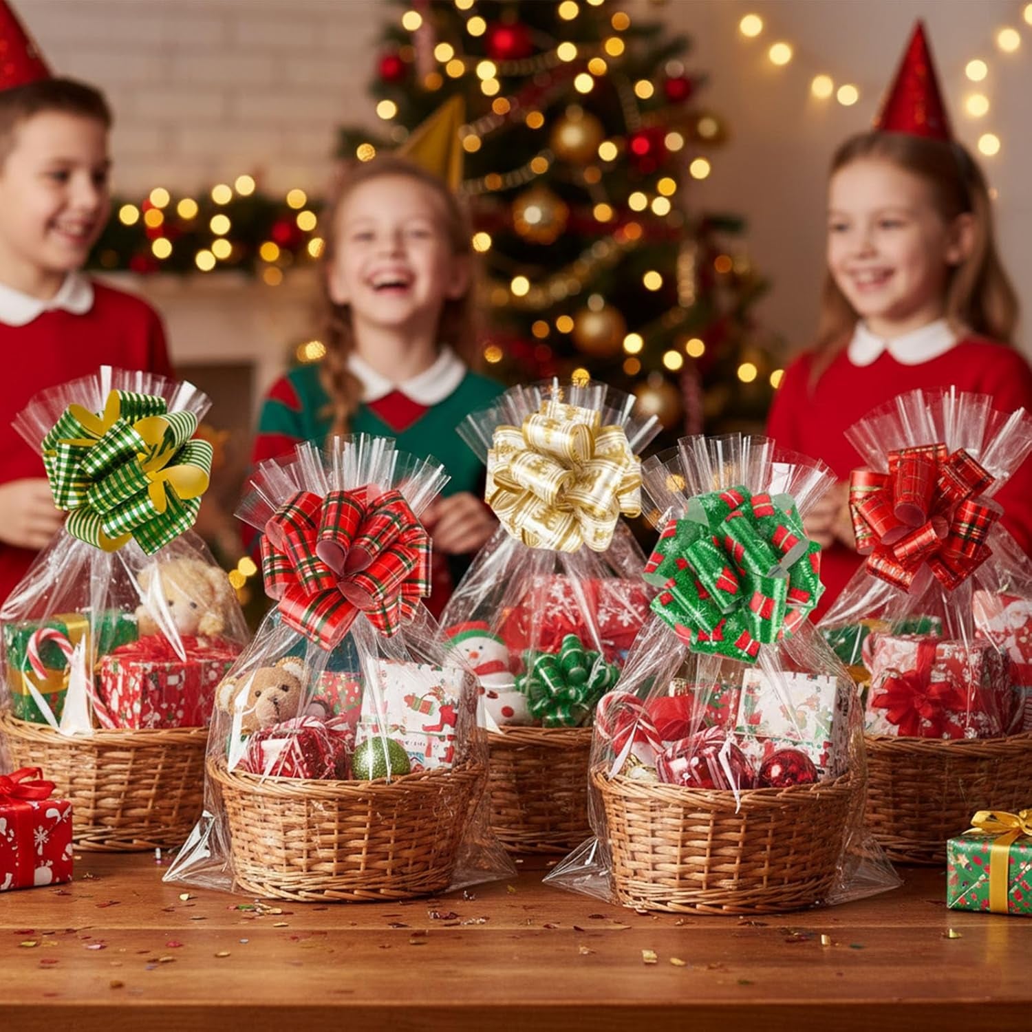 20PCS Christmas Bows for Gift Wrapping(5" Wide), Easy and Fast Wrap Pull Bows for Presents Basket Box Decor, 20 Styles Xmas Gift Wrapping and Party Supplies Decoration