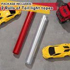 2 Rolls 3.94 Ft X 11.81 Inches Self Adhesive Repair Light Tape Auto Tail Light Tape Fog Lights Tint Tape Headlight Lens Tape (Red, Clear)