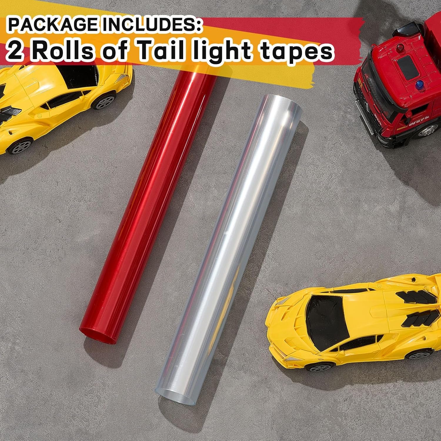 2 Rolls 3.94 Ft X 11.81 Inches Self Adhesive Repair Light Tape Auto Tail Light Tape Fog Lights Tint Tape Headlight Lens Tape (Red, Clear)