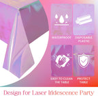 1 Piece Pink Iridescent Party Decorations 40" X 108" Holographic Tablecloth Valentine'S Day Decor Shiny Plastic Table Cloth for Parties Baby Shower Bachelorette Princess Birthday Party Supplies