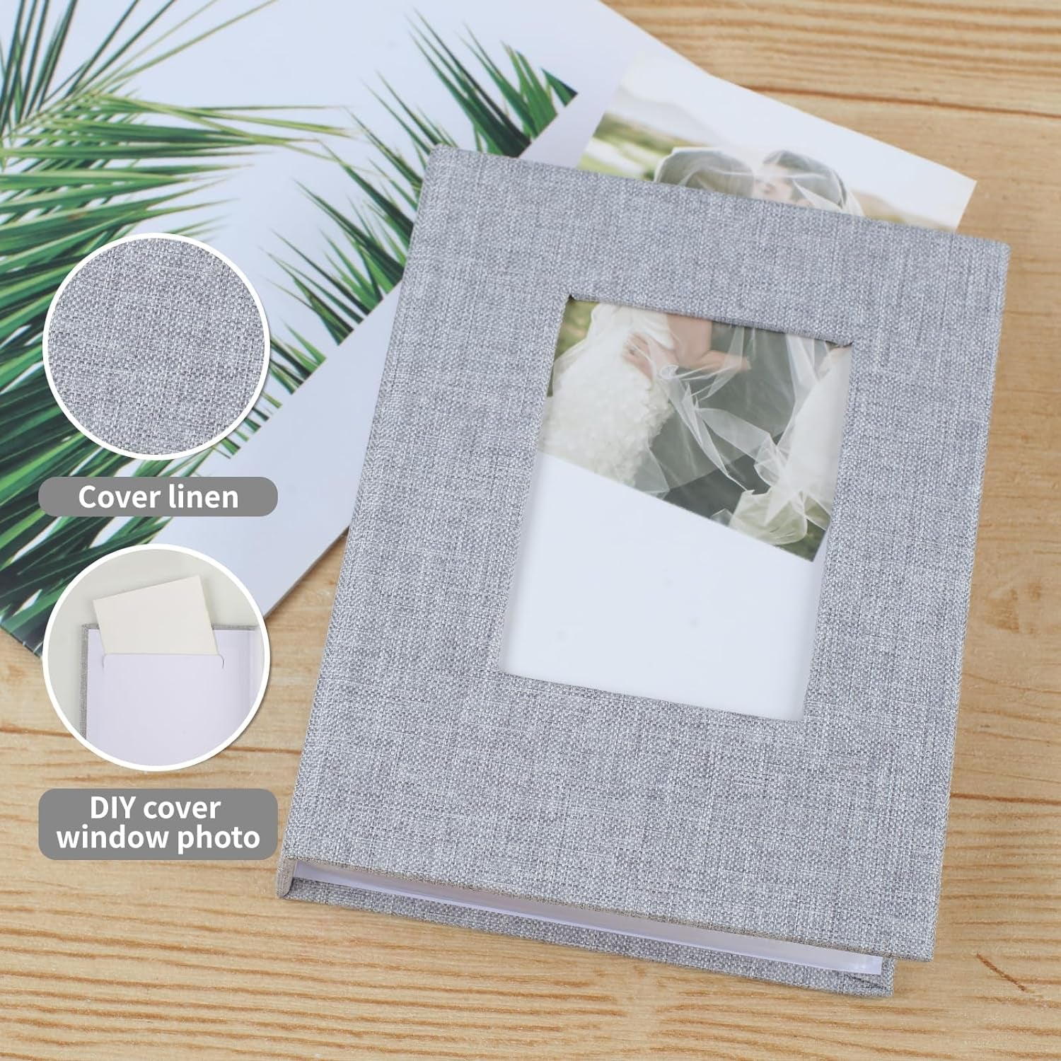 2 Pack Photo Album 4X6, Linen Cover Photo Book, Small Photo Album Book for 36 Pockets Hold 72 Pictures, Picture Book for Photos Family Anniversaries Baby Vacations（Gray)