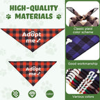 16 Pcs 2 Size Adopt Me Dog Bandanas Bulk Plaid Reversible Triangle Bibs Printing Pet Scarf Bibs Adoption Event Celebration Accessories for Christmas Small Medium Large Shelter Animals