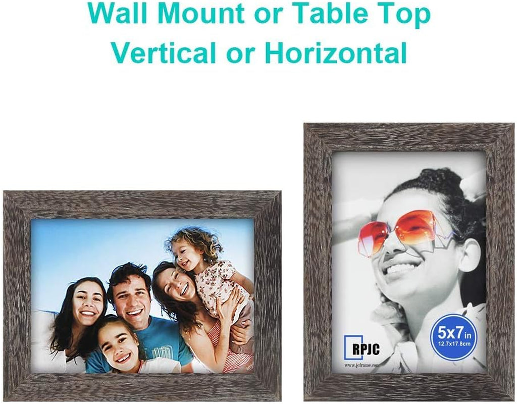 2 Pcs Sets Solid Wood Picture Frames Display Photo 11X14Inch Brown and 5X7Inch Driftwood Finish
