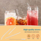 20 Pack Reusable Glass Straws,6 Straight and 4 Bent and 6 Short Glass Straw with 4 Brushes,Perfect for Cocktail, Smoothies, Juice, Milkshakes(8.5''/5.9''×10Mm)