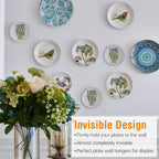 1 Pack Plate Hanger for the Wall, 16–20 Inch Large Decorative Plate, Stainless Steel Invisible Heavy Duty Spring Plate Holder with Wall Hook, Secure Display for Platters and Collectible Plates