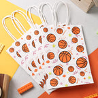 24 Pack Gift Bags, 5.5" X 2.8" X 8" Basketball Party Favor Bags with Handles for Sports Themed Party Girls Boys Birthday Decoration