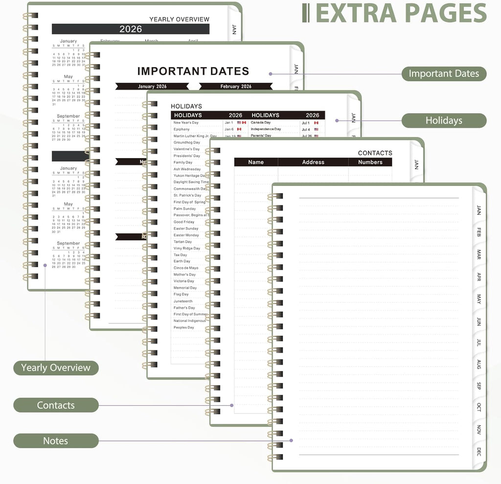 2026 Planner, Weekly and Monthly Calendar Academic Planner, Jan 2026 - Dec 2026, Planning Agenda Book for Desk Accessories and School Supplies - A5 (6.3'' X 8.5'')